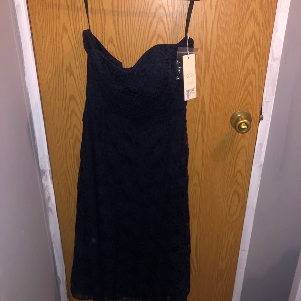 Gather and gown navy blue bridesmaids dress!